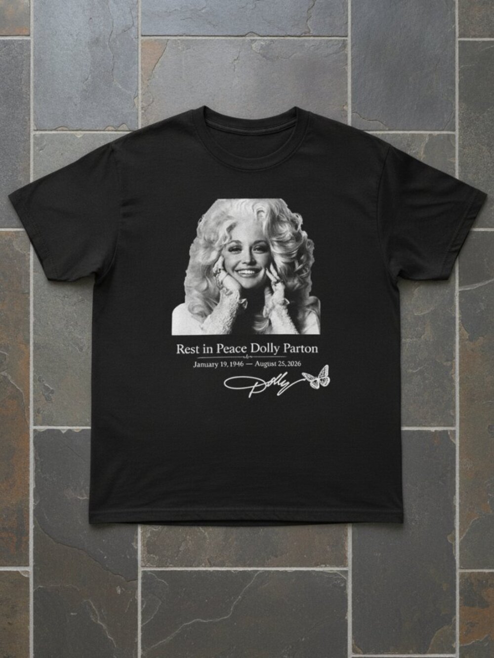 Dolly Parton Rest in Peace Memorial Graphic T-Shirt Black Country Music Tee